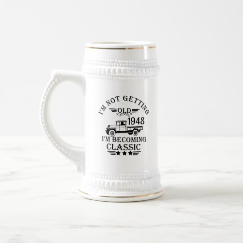Personalized vintage 75th birthday gifts beer stein