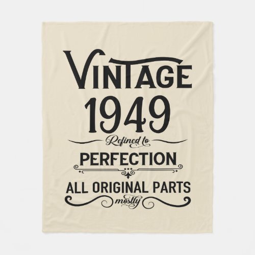 Personalized vintage 75th birthday gifts black fleece blanket