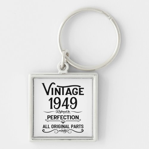 Personalized vintage 75th birthday gifts black keychain