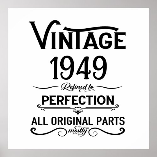 Personalized vintage 75th birthday gifts black poster