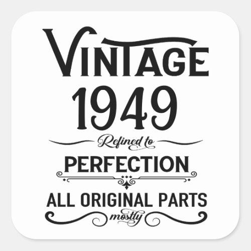 Personalized vintage 75th birthday gifts black square sticker