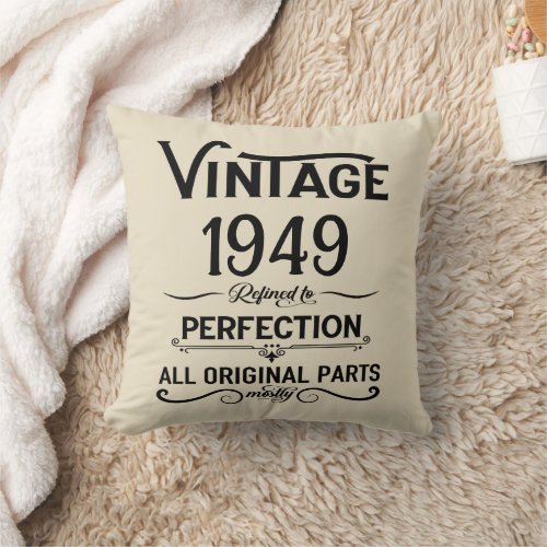 Personalized vintage 75th birthday gifts black throw pillow