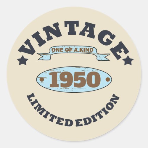 Personalized vintage 75th birthday gifts classic round sticker