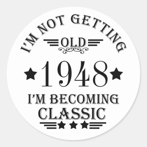 Personalized vintage 75th birthday gifts classic round sticker