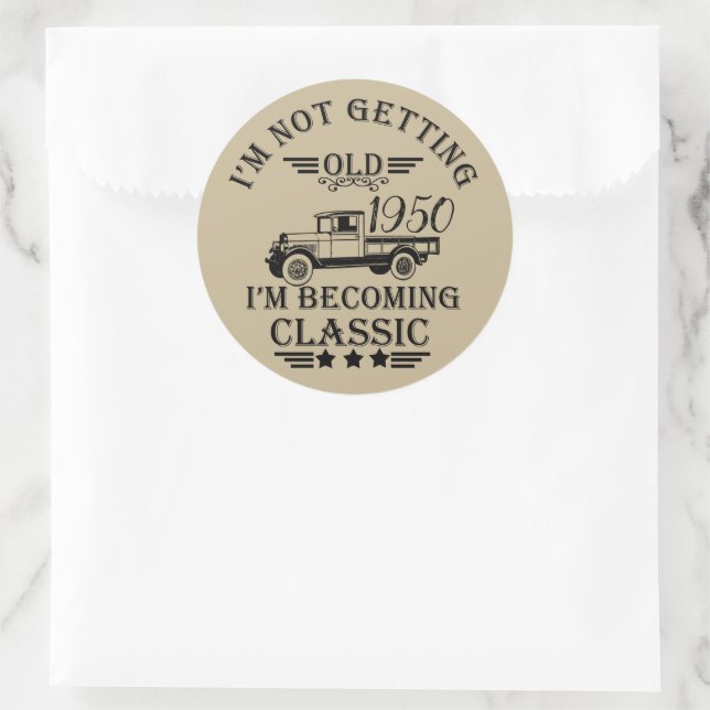 Personalized vintage 75th birthday gifts classic round sticker (Bag)