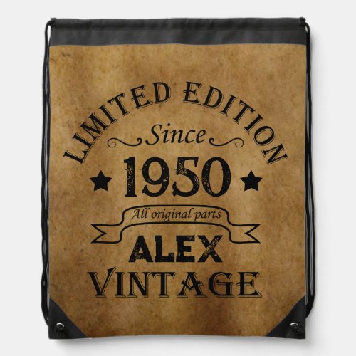 Personalized vintage 75th birthday gifts drawstring bag