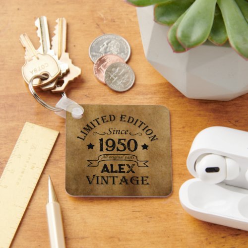 Personalized vintage 75th birthday gifts keychain