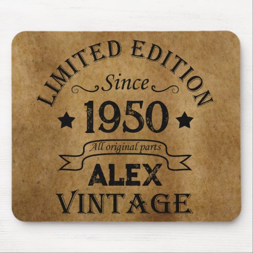 Personalized vintage 75th birthday gifts mouse pad