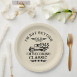 Personalized vintage 75th birthday gifts paper plates<br><div class="desc">You can add some originality to your wardrobe collection with this vintage classic truck graphic design with awesome typography font lettering, is a great gift idea for men, women, husbands, wife grandma, and grandpas who will love this one-of-a-kind artwork. The best amazing and funny holiday present for your happy birthday...</div>
