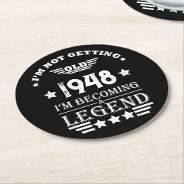 Personalized vintage 75th birthday gifts round paper coaster