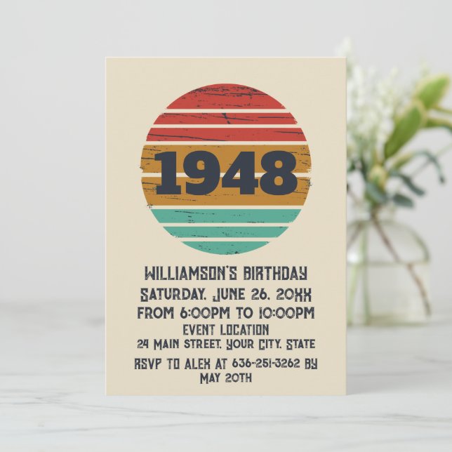 Personalized vintage 75th birthday invitation (Standing Front)