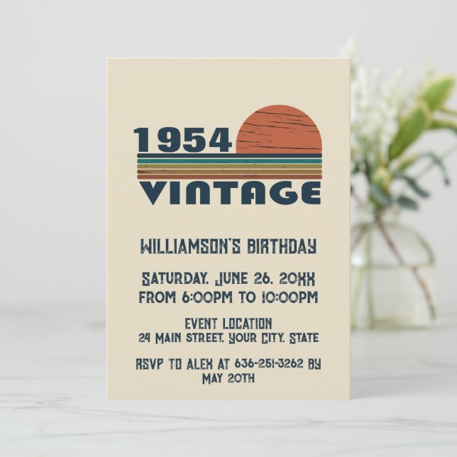 Personalized vintage 75th birthday invitation (Standing Front)