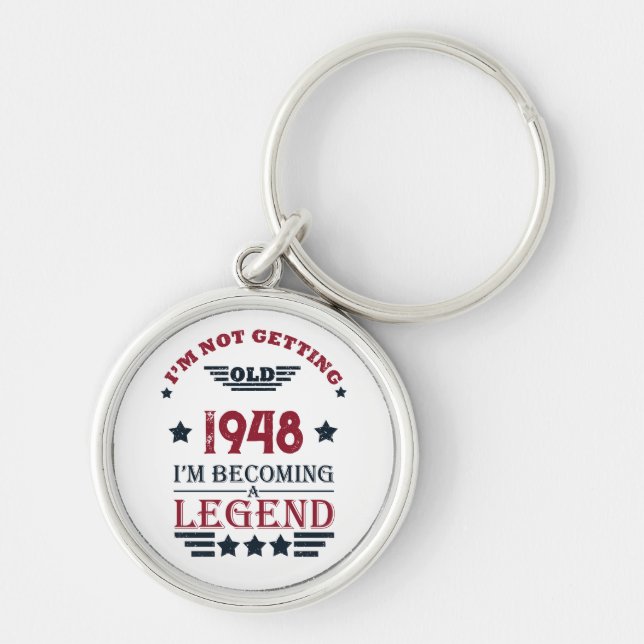 Personalized vintage 75th birthday keychain (Front)