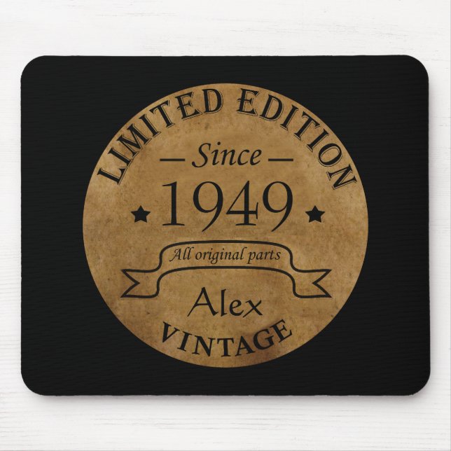personalized vintage 75th birthday mouse pad (Front)