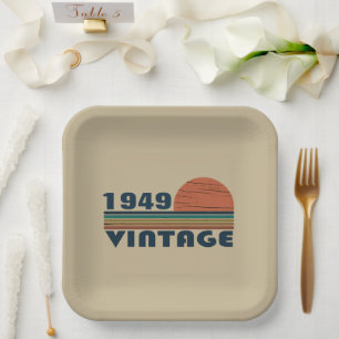 Personalized vintage 75th birthday paper plates