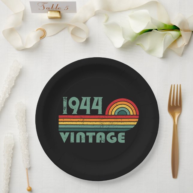 Personalized vintage 75th birthday paper plates (Wedding)
