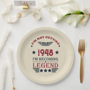 Personalized vintage 75th birthday paper plates