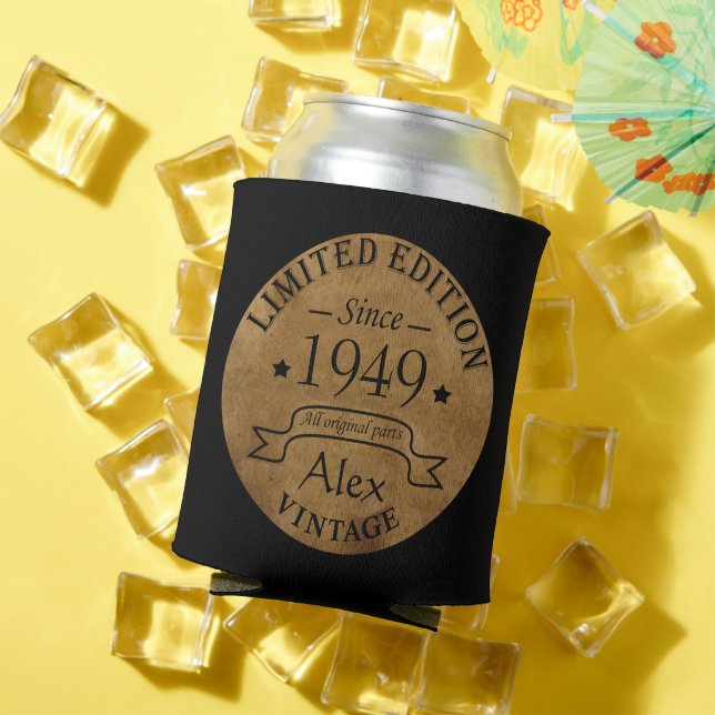 Personalized vintage 75th birthday party can cooler (In Situ Summer)