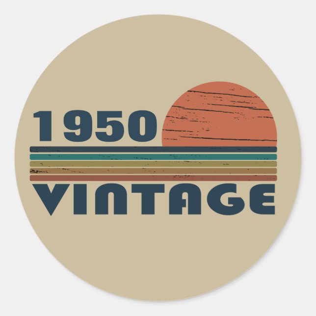 Personalized vintage 75th birthday party classic round sticker (Front)