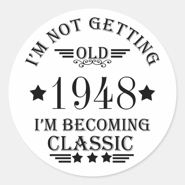 Personalized vintage 75th birthday party classic round sticker (Front)