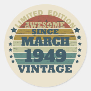 Personalized vintage 75th birthday party classic round sticker