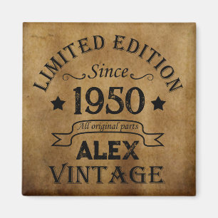 Personalized vintage 75th birthday party magnet