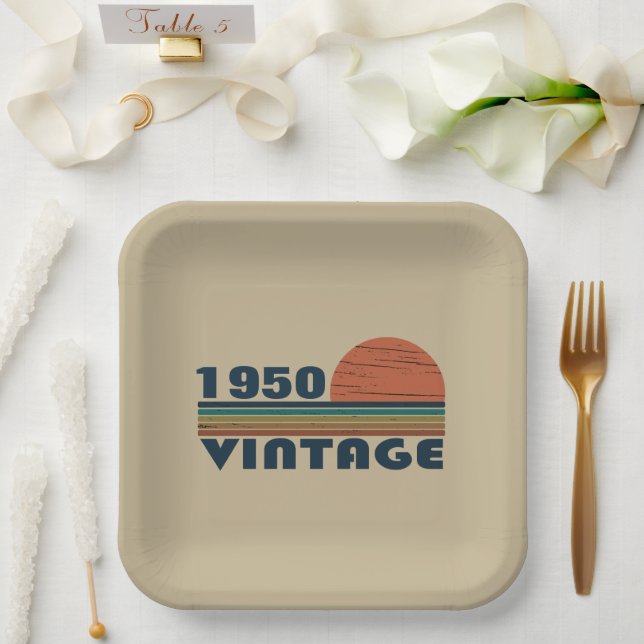 Personalized vintage 75th birthday party paper plates (Wedding)