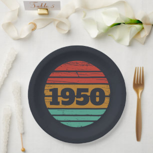 Personalized vintage 75th birthday party paper plates