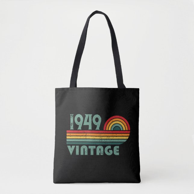 Personalized vintage 75th birthday tote bag (Front)
