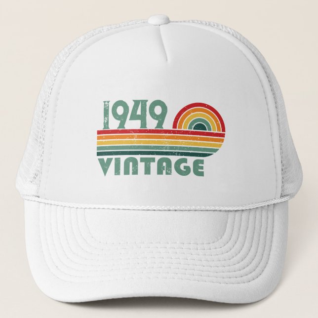 Personalized vintage 75th birthday trucker hat (Front)
