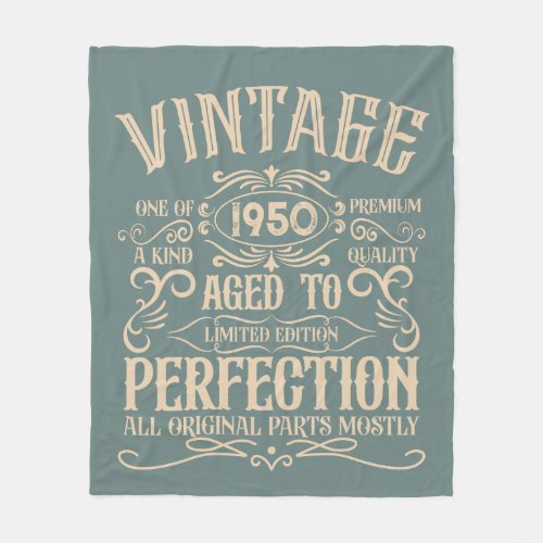 Personalized vintage 75th birthday whiskey themed fleece blanket