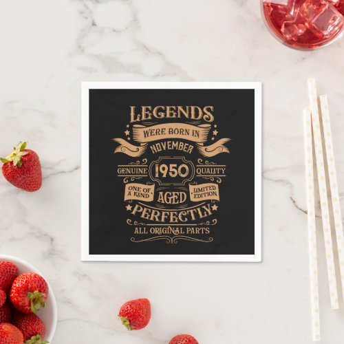 Personalized vintage 75th birthday whiskey themed napkins