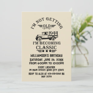 Personalized vintage 80th birthday cocktail party invitation