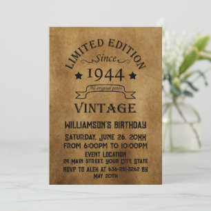 Personalized vintage 80th birthday cocktail party invitation