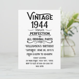 Personalized vintage 80th birthday cocktail party invitation