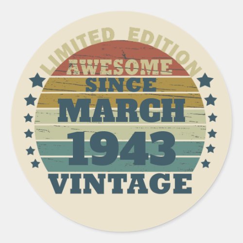 Personalized vintage 80th birthday gift classic round sticker