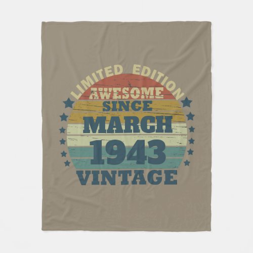 Personalized vintage 80th birthday gift fleece blanket