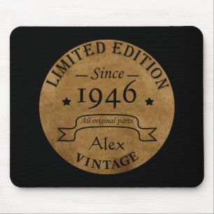 Personalized vintage 80th birthday gift mouse pad
