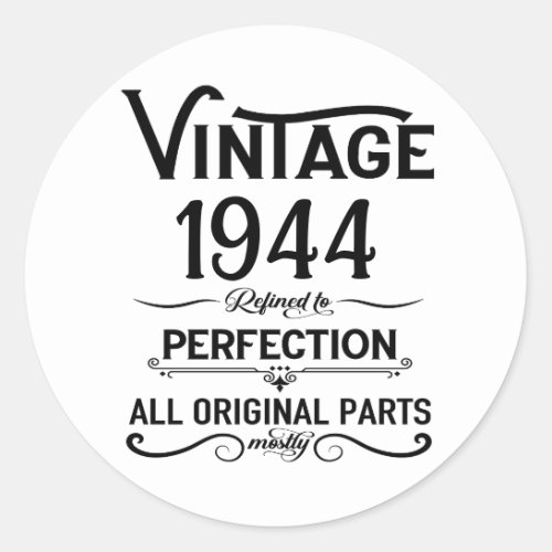 Personalized vintage 80th birthday gifts black classic round sticker