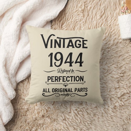 Personalized vintage 80th birthday gifts black throw pillow