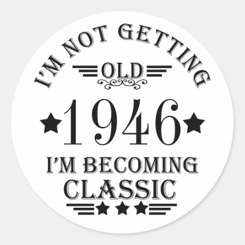 Personalized vintage 80th birthday gifts classic round sticker