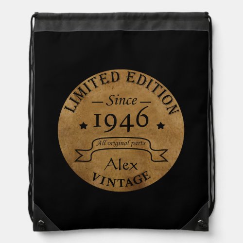 Personalized vintage 80th birthday gifts drawstring bag
