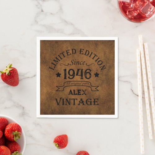 Personalized vintage 80th birthday gifts napkins