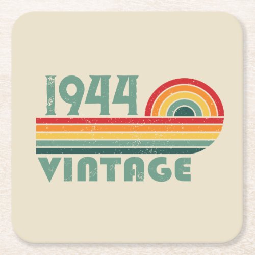Personalized vintage 80th birthday gifts square paper coaster
