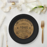 Personalized vintage 80th birthday paper plates<br><div class="desc">You can add some originality with this limited edition, premium quality, and original, classy, retro, and vintage-looking birthday graphic design with a cool typography font. This is a great gift idea for men, women, husbands, wives, girlfriends, and boyfriends who will love this one-of-a-kind piece of art. The best unique and...</div>
