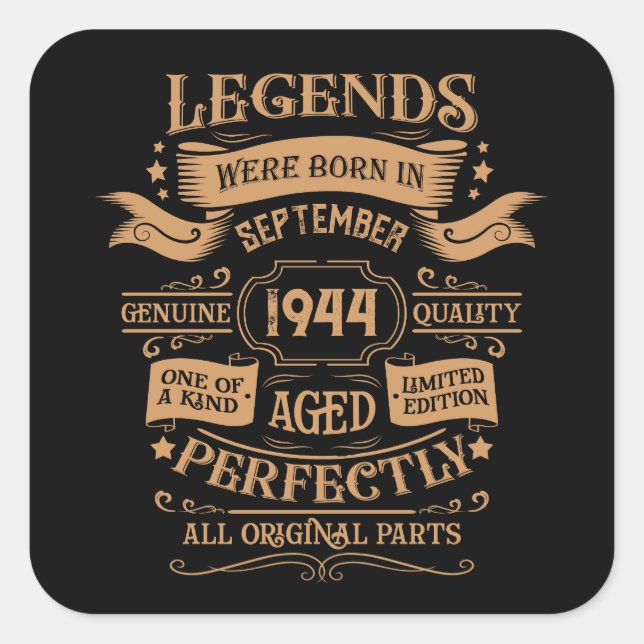 Personalized vintage 80th birthday whiskey themed square sticker (Front)