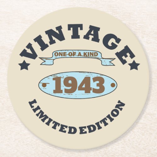 Personalized vintage 85th birthday gifts round paper coaster