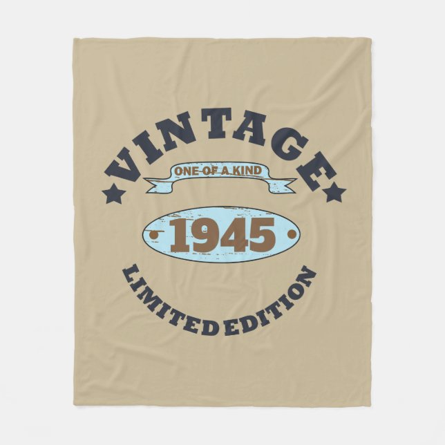 Personalized vintage 85th birthday party fleece blanket (Front)