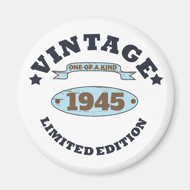 Personalized vintage 85th birthday party magnet (Front)