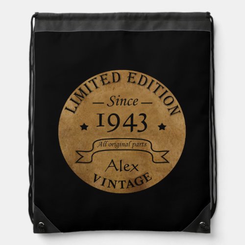 Personalized vintage 90th birthday gifts drawstring bag